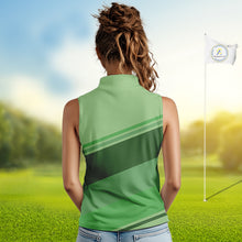 Load image into Gallery viewer, Green Women sleeveless golf polo shirts custom name ladies golf tops, unique gift for the golfers NQS9970