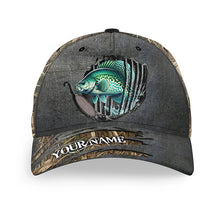 Load image into Gallery viewer, Crappie fishing camo Custom fishing hat Unisex Fishing Baseball Angler crappie hat cap NQS1961