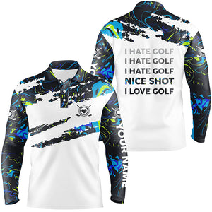 Funny golf I hate golf nice shot I love golf camo Mens golf polo shirts custom mens golf clothing NQS7821