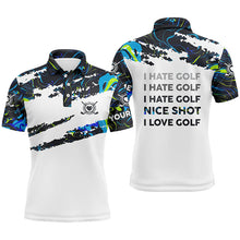 Load image into Gallery viewer, Funny golf I hate golf nice shot I love golf camo Mens golf polo shirts custom mens golf clothing NQS7821