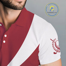 Load image into Gallery viewer, Mens golf polo shirts custom name red and white golf shirt, tournament golf tops for mens NQS10259