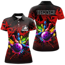 Load image into Gallery viewer, Colorful bowling jersey Polo, 1/4 Zip Shirt for Women Custom Bowling Team shirts for bowler| Red NQS8257