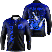 Load image into Gallery viewer, Blue Flame Bowling Jerseys For Men Custom Bowling Polo, Quarter-Zip Shirt for Team, Gift for Bowler NQS8467