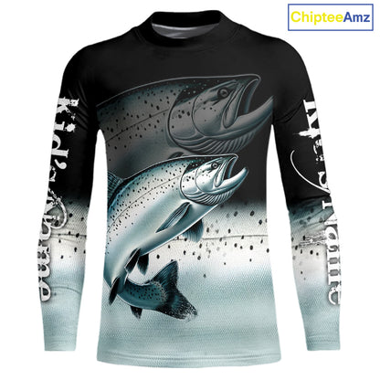 Salmon fishing scales Custom name sun protection personalized fishing gifts, Salmon fishing jerseys NQS10652