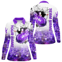 Load image into Gallery viewer, Womens Bowling Polo, Quarter Zip Shirts Custom Bowling Team League Jerseys, Bowling Uniform | Purple NQS8721