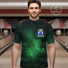 Load image into Gallery viewer, Funny Flamingo Team bowling shirts for Men custom Green Galaxy pattern bowling jerseys for bowlers NQS10884
