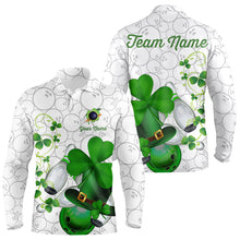 Load image into Gallery viewer, Green shamrock Mens bowling polo, quarter zip shirts Custom St Patrick Day team league bowling jerseys NQS9532