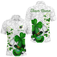 Load image into Gallery viewer, Green shamrock Mens bowling polo, quarter zip shirts Custom St Patrick Day team league bowling jerseys NQS9532