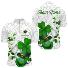 Load image into Gallery viewer, Green shamrock Mens bowling polo, quarter zip shirts Custom St Patrick Day team league bowling jerseys NQS9532