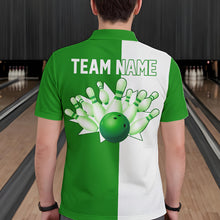 Load image into Gallery viewer, Green and white retro vintage Bowling polo, quarter zip shirts for men custom Bowling team jerseys NQS9533