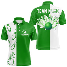 Load image into Gallery viewer, Green and white retro vintage Bowling polo, quarter zip shirts for men custom Bowling team jerseys NQS9533