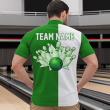 Load image into Gallery viewer, Green and white retro vintage Bowling polo, quarter zip shirts for men custom Bowling team jerseys NQS9533