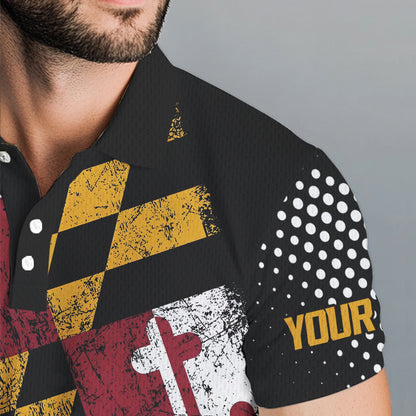 Personalized golf polo shirts for Men Vintage Maryland Flag Custom patriotic golf tops for mens NQS9537