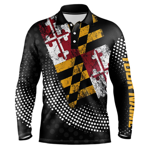 Personalized golf polo shirts for Men Vintage Maryland Flag Custom patriotic golf tops for mens NQS9537