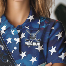 Load image into Gallery viewer, Red, White and Blue American Flag Women Golf Polo Shirts Custom Patriotic Team Golf Shirt For Golfer NQS9695