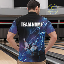 Load image into Gallery viewer, Men's bowling Quarter Zip shirts Custom blue lightning thunder Bowling Team Jersey, gift for Bowlers NQS5244