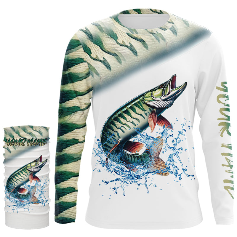 Musky Fishing Green Scales Custom 3D All Over Printed Shirts Personalized Fishing Gifts NQS350