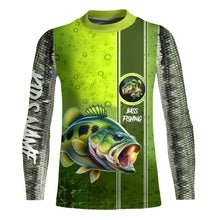 Load image into Gallery viewer, Largemouth Bass Green Scale Fishing UV protection custom name long sleeves Fishing shirts NQS603