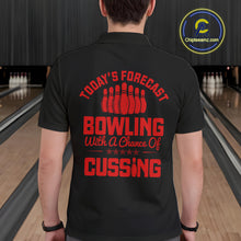 Load image into Gallery viewer, Black and Red retro Bowling shirts for men custom Today's forecast bowling with a chance of cussing NQS10452