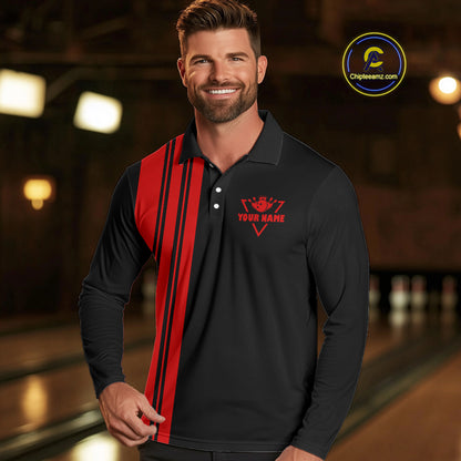 Black and Red retro Bowling shirts for men custom Today's forecast bowling with a chance of cussing NQS10452