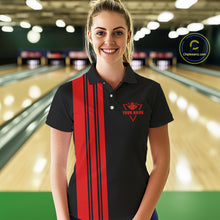 Load image into Gallery viewer, Black and Red retro Bowling shirts for Women custom Today's forecast bowling with a chance of cussing NQS10452