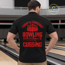 Load image into Gallery viewer, Black and Red retro Bowling shirts for men custom Today's forecast bowling with a chance of cussing NQS10452
