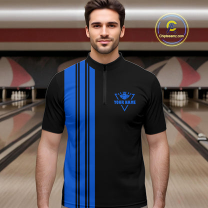 Black and Blue retro Bowling shirts for men custom Today's forecast bowling with a chance of cussing NQS10453