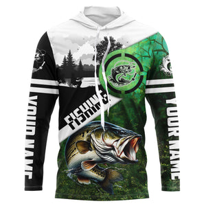 Largemouth Bass Fishing green performance fishing shirt Custom Bass fishing shirts jerseys NQS4140