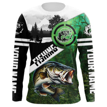 Load image into Gallery viewer, Largemouth Bass Fishing green performance fishing shirt Custom Bass fishing shirts jerseys NQS4140