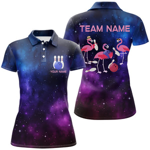 Funny pink Flamingo Team bowling shirts for women custom Galaxy pattern bowling jerseys for bowlers NQS8730