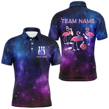 Load image into Gallery viewer, Funny pink Flamingo Team bowling shirts for Men custom Galaxy pattern bowling jerseys for bowlers NQS8730