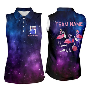 Funny pink Flamingo Team bowling Sleeveless Polo shirts custom Galaxy pattern bowling jerseys NQS8730