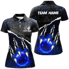 Load image into Gallery viewer, Blue Flame Bowling Ball Black Camo Bowling shirts for Women custom Team bowling League jerseys NQS8734