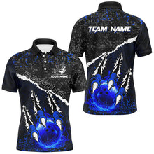 Load image into Gallery viewer, Blue Flame Bowling Ball Black Camo Bowling shirts for Men custom Team bowling League jerseys NQS8734