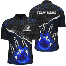 Load image into Gallery viewer, Blue Flame Bowling Ball Black Camo Bowling shirts for Men custom Team bowling League jerseys NQS8734