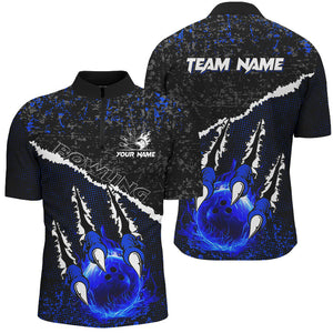 Blue Flame Bowling Ball Black Camo Bowling shirts for Men custom Team bowling League jerseys NQS8734