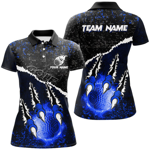 Blue Flame Golf ball black camo pattern Women golf polo shirts custom golf attire for women NQS8735