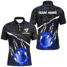 Load image into Gallery viewer, Blue Flame Golf ball black camo pattern Mens golf polo shirts custom golf attire for men NQS8735