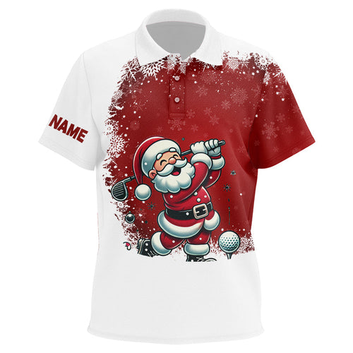 Red and White Christmas pattern Santa Golfer Kid golf polo Shirts custom golf shirt for kid NQS8949