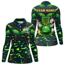Load image into Gallery viewer, Personalized Green Camo Bowling shirts for Women custom St Patrick Day Bowling Team Jersey NQS9547