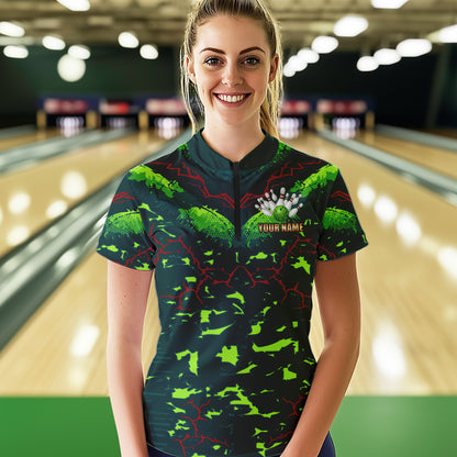 Personalized Green Camo Bowling shirts for Women custom St Patrick Day Bowling Team Jersey NQS9547
