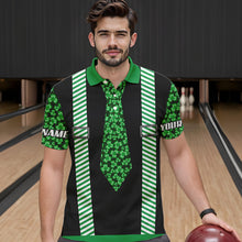 Load image into Gallery viewer, Personalized Green Shamrock pattern Bowling shirts for Men custom St Patrick Day Bowling Team Jersey NQS9548