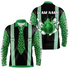Load image into Gallery viewer, Personalized Green Shamrock pattern Bowling shirts for Men custom St Patrick Day Bowling Team Jersey NQS9548