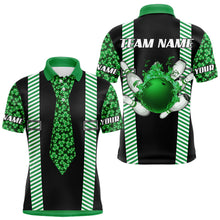 Load image into Gallery viewer, Personalized Green Shamrock pattern Bowling shirts for Men custom St Patrick Day Bowling Team Jersey NQS9548