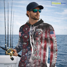 Load image into Gallery viewer, Largemouth Bass fishing smoke American Flag It's in my DNA custom UV protection fishing shirts NQS11664