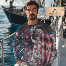 Load image into Gallery viewer, Largemouth Bass fishing smoke American Flag It's in my DNA custom UV protection fishing shirts NQS11664