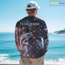 Load image into Gallery viewer, Largemouth Bass fishing smoke American Flag It's in my DNA custom UV protection fishing shirts NQS11664