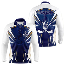 Load image into Gallery viewer, White and Blue Camo Custom Golf Polo Shirts For Men, mens golf outfit team golf shirts NQS9710