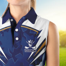 Load image into Gallery viewer, White and Blue Camo Custom womens golf shirts sleeveless, ladies golf outfit team golf shirts NQS9710