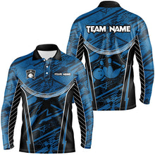 Load image into Gallery viewer, Blue camo Men Bowling Polo Shirts custom team bowling jerseys, gift for bowlers NQS7490